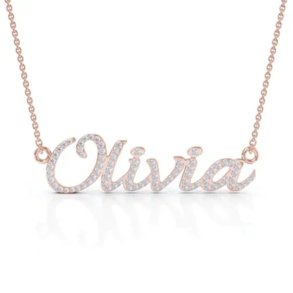 Creative Round Diamond 18K Gold Letter Name Necklace - Picture 2 of 3